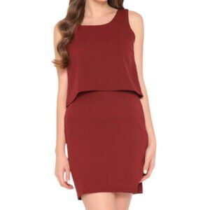 Gilani red layered sleeveless sheath midi dress size 14